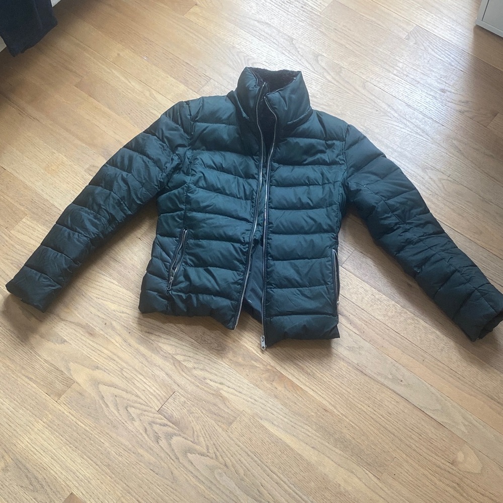 Zara Dark Green Quilted Puffer Jacket